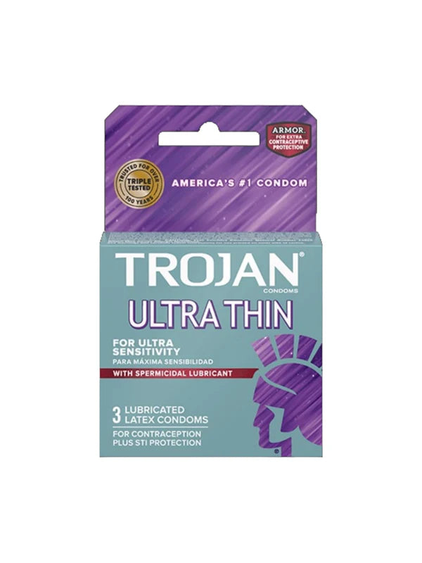 Trojan Ultra Thin Condoms With Spermicidal Lubricant 6 Packs of 3